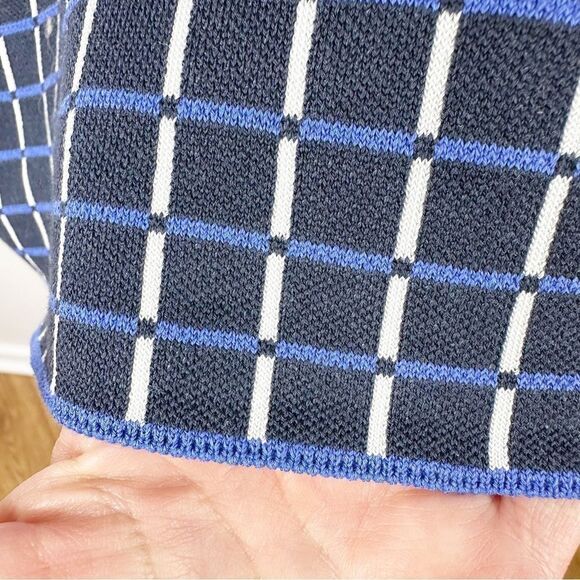 Tommy Hilfiger Navy/Periwinkle/White Windowpane Knit Short Sleeve Dress Sz Small - Picture 8 of 14